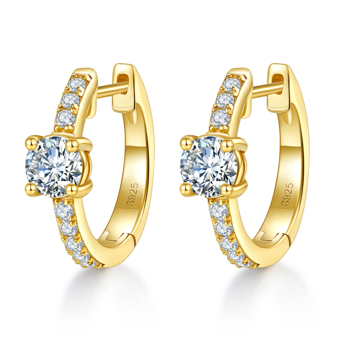 Single Row Half Four Claw Earrings S925 Silver Moissanite Grade D 1.31CT